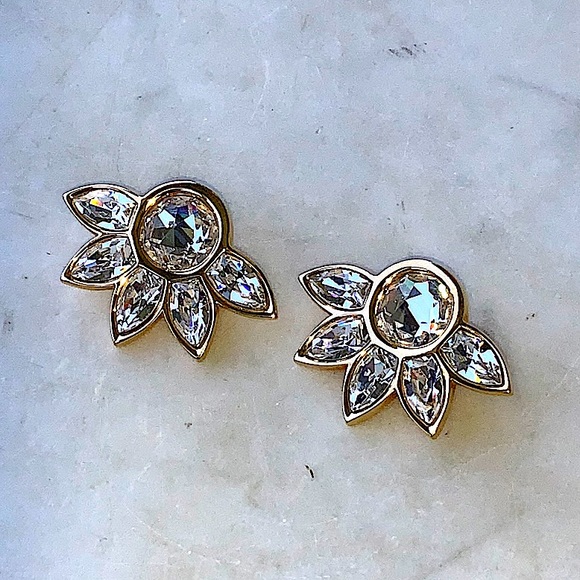 S A L SWAROVSKI EARRINGS CRYSTAL GOLD CLIP ON VINTAGE 1990’s - Picture 7 of 10